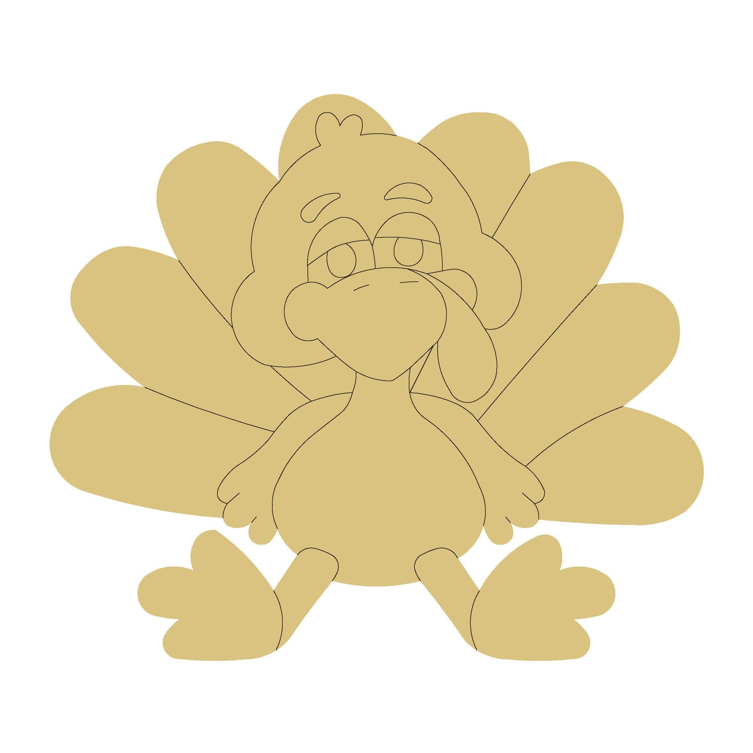 Turkey Design by Lines Cutout Unfinished Wood Thanksgiving Fall Autumn Door Hanger MDF Shape Canvas Style 10 Art 1 (6") Diverse Woodworking