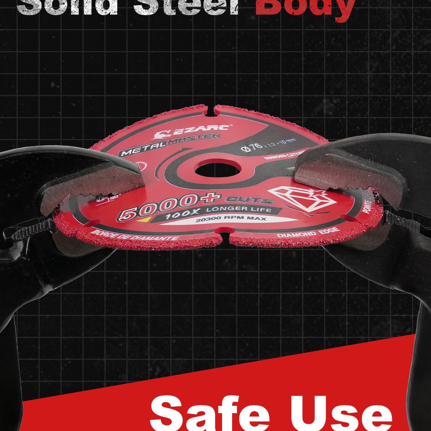 EZARC Diamond Cutting Wheel 3 x 3/8 Inch for Metal, Cut Off Wheel with 5000+ Cuts on Rebar, Steel, Iron and INOX EZARC