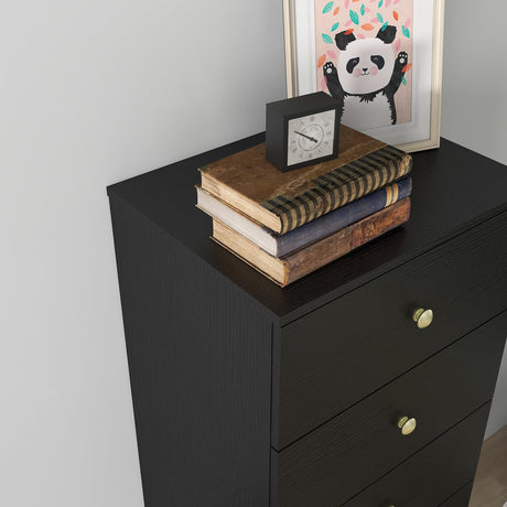 Modern 6 Drawer Vertical Dresser, Wood Tall Chest of Drawers N Arrow Storage Organizer with Wide Drawers & Metal Gold Handles for Bedroom, Living Panana