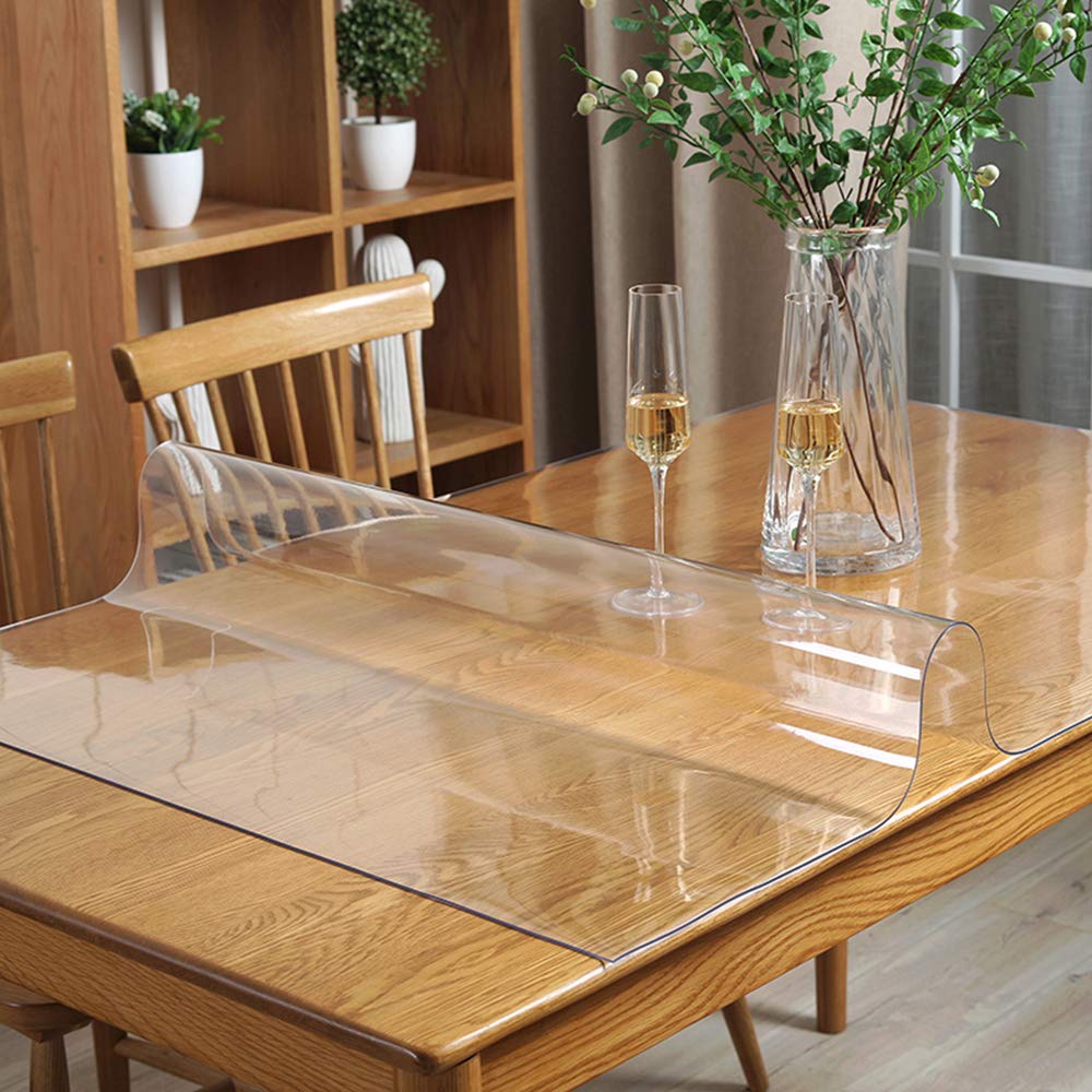 24x72 Inches Clear Plastic Dining Room Table Protector Desk Cover Wooden Furniture Topper Transparent Tablecloth Wipeable Vinyl PVC Waterproof for - WoodArtSupply