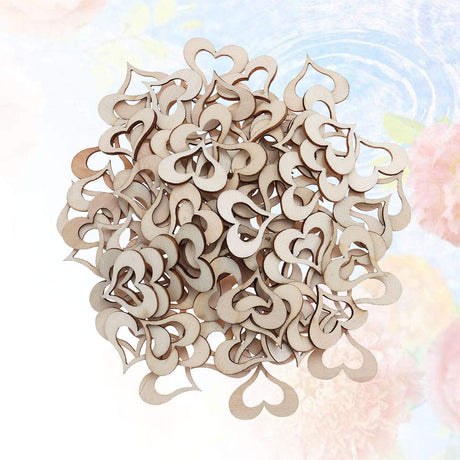 Amosfun Wooden Heart Slice Hollow Love Hanging Tags DIY Craft Embellishments Decoration for Wedding Gift 50Pcs Amosfun
