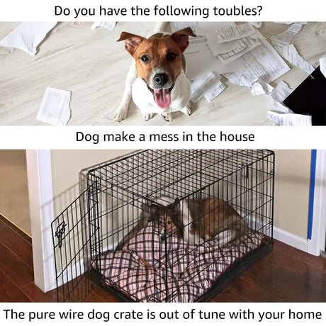 unipaws Furniture Style White Dog Crate for Medium Dogs, Indoor Aesthetic Puppy Kennel, Modern Decorative Wood Wire Pet House Dog Cage, Pretty Cute unipaws