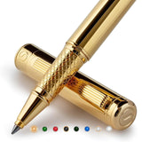 Scriveiner Gold Rollerball Pen - Stunning Luxury Pen with 24K Gold Finish, Schmidt Ink Refill, Best Roller Ball Pen Gift Set for Men & Women, Scriveiner