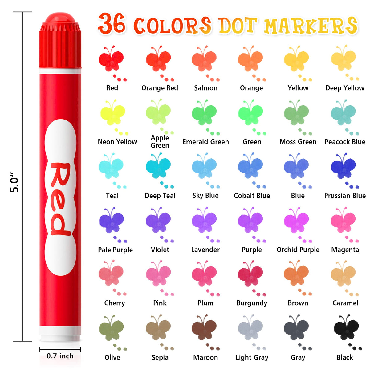 Shuttle Art Washable Dot Markers 36 Colors with Free Activity Book, Fun Art Supplies for Kids Toddlers and Preschoolers, Non Toxic Water-Based Paint Shuttle Art