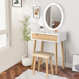 ARTETHYS Small Makeup Vanity Desk with 3 Adjustable Lighted Mirror and Chair, 24 Inch Makeup Vanity Table with Big Drawer Wooden Frame for Small ARTETHYS