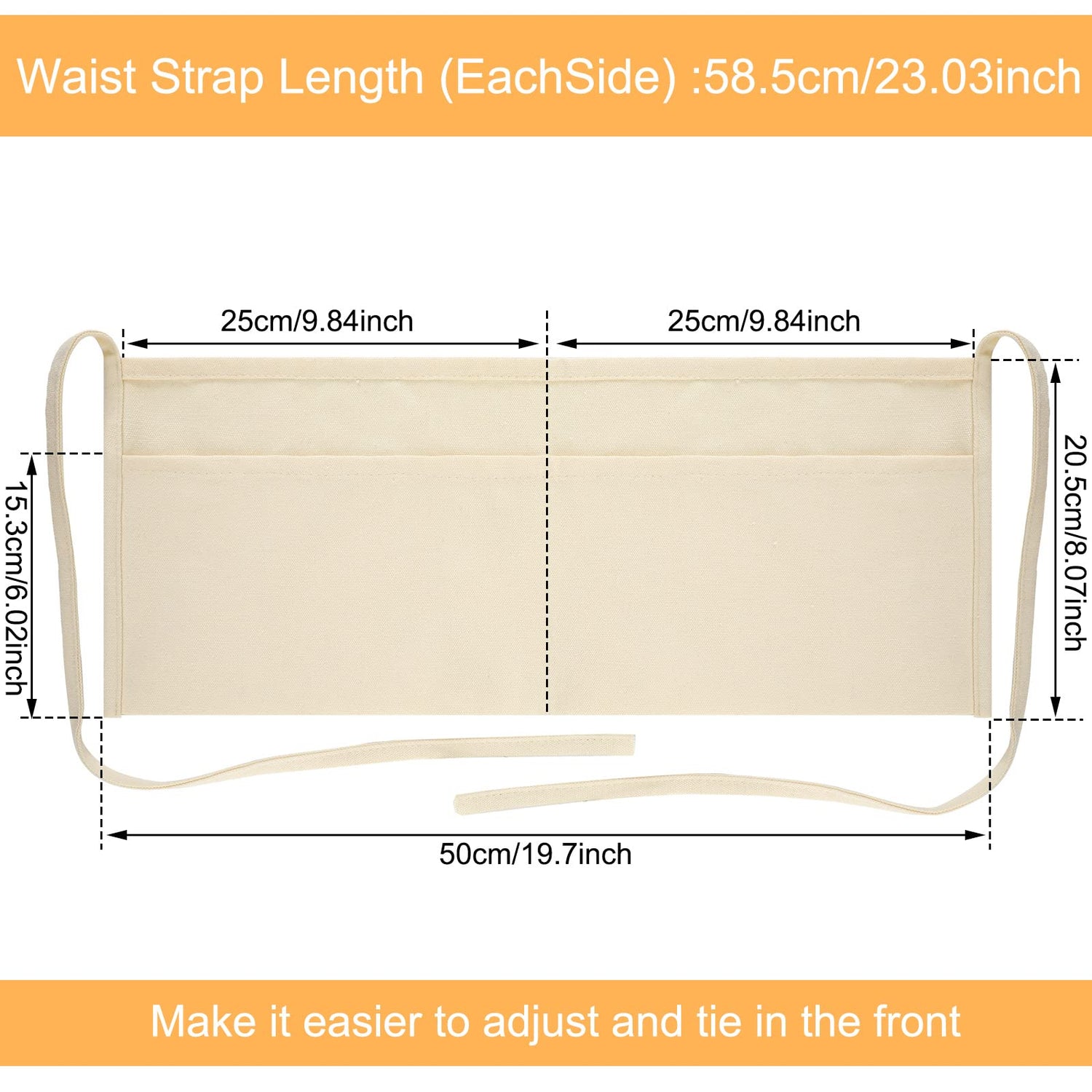 JenPen 4 Pieces 2-Pocket Canvas Work Waist Apron Unisex Tool Apron Washable Utility Apron for Woodworkers, Artists, and Other Craftspeople(Khaki and JenPen