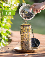 SWEETFULL Solar Bird Feeder for Outdoors Hanging, Metal Wild Bird Feeder for Cardinals Solar Garden Lantern with S Hook as Gift for Bird Lovers (2LBs SWEETFULL
