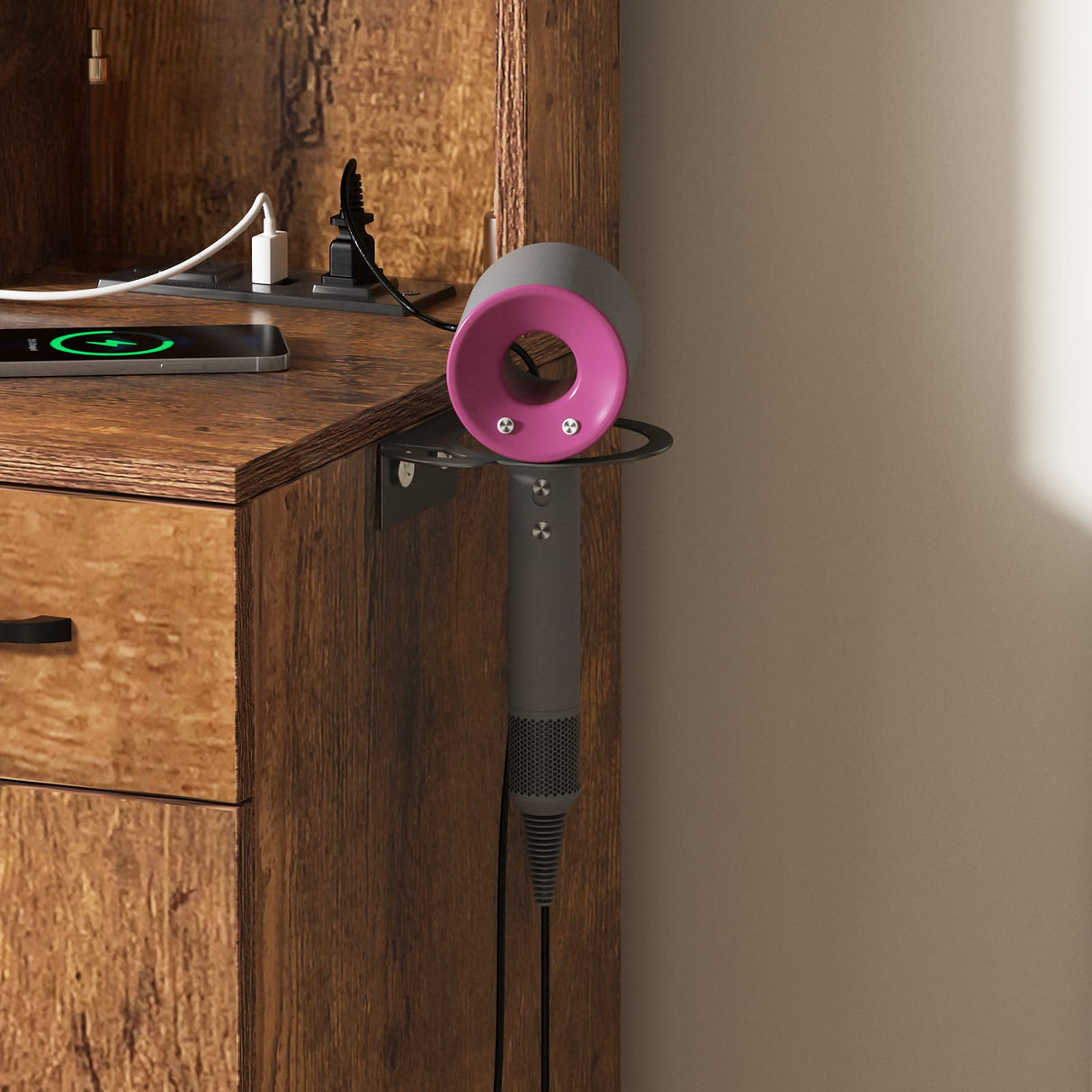 Vabches Makeup Vanity Table with Lighted Mirror & Power Strip, Large Vanity Set Vanity Desk with Lots Storage, 3 Lighting Modes, Brightness Vabches