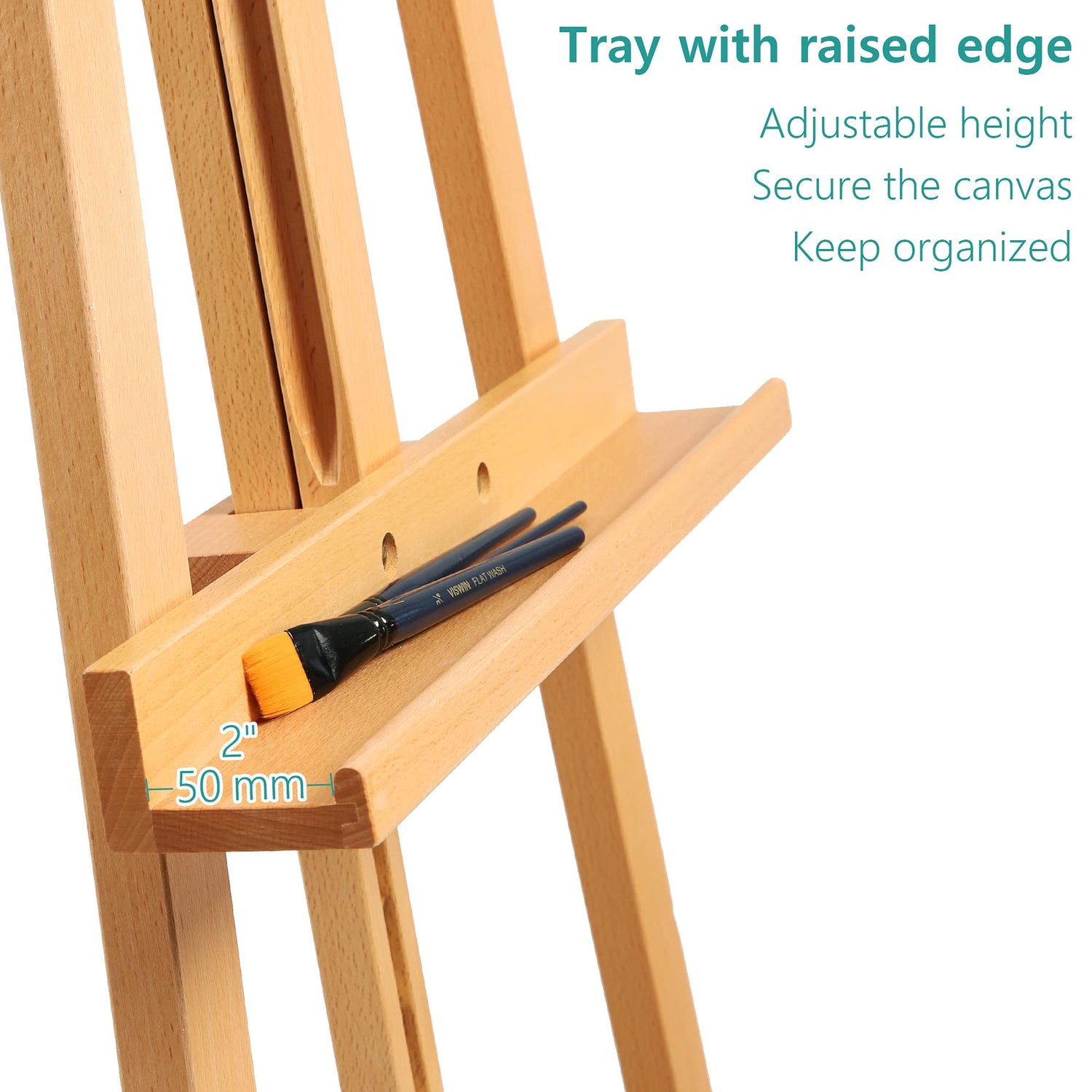 VISWIN Adjustable Height Display Easel 57" to 76", Holds Canvas up to 43", Holds 22 lbs, Beech Wood Art Easel for Painting, Easy to Assemble Floor VISWIN