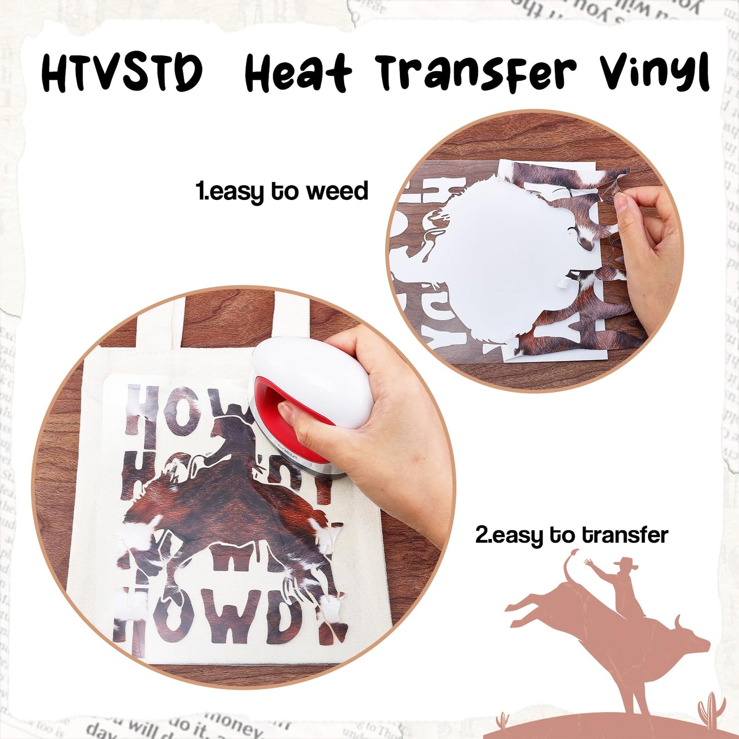 HTVSTD Cowhide HTV Heat Transfer Vinyl -16 Sheets 12 * 10inches Brown Cowhair HTV Vinyl Animal Printed Iron on Vinyl for Fabrics Patterned HTV - WoodArtSupply