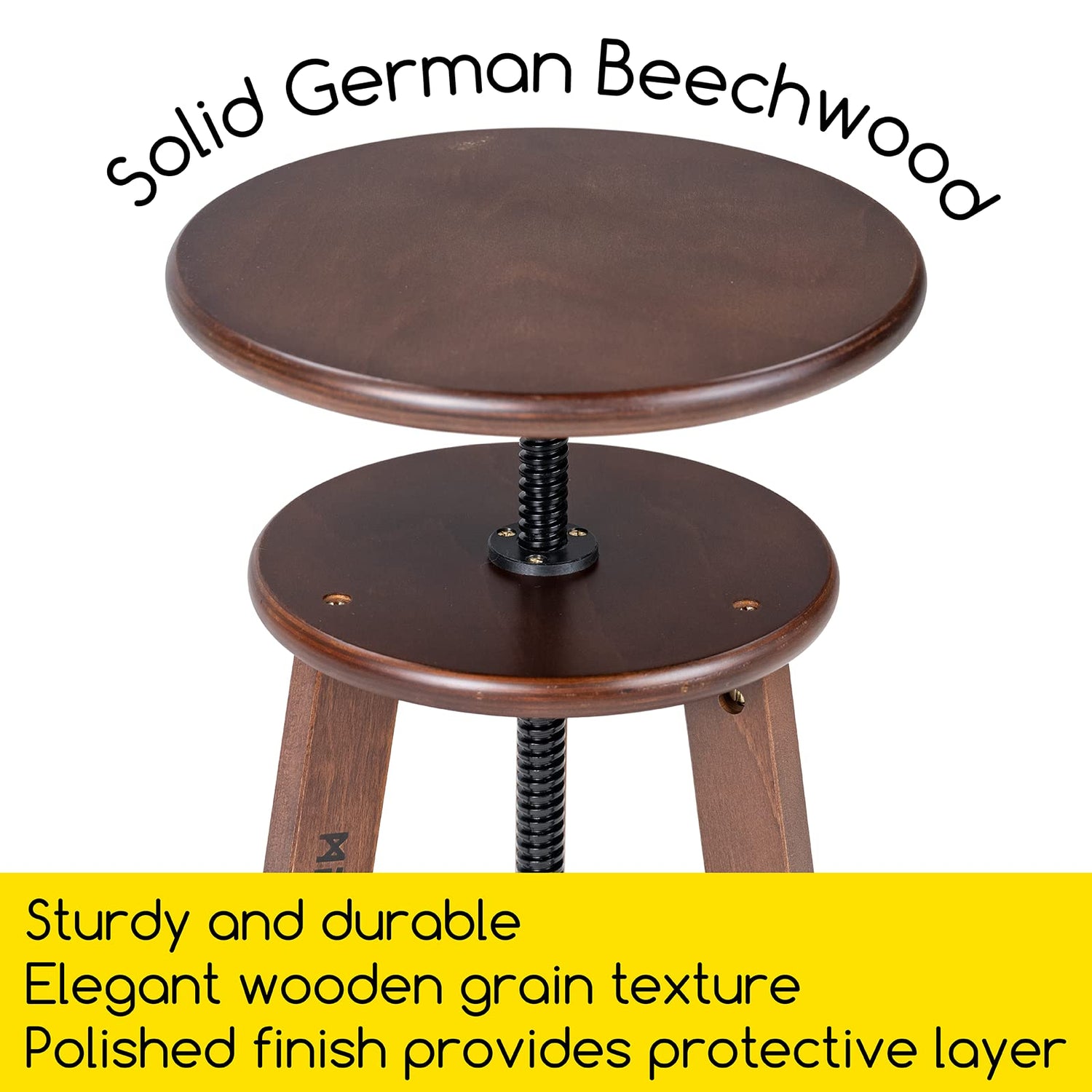 MEEDEN Walnut Drafting Stool with Solid Beech Wood, Height Adjustable Artist Stool, Studio Stool, Wood Bar Stool, Kitchen Stool, Office Stool, MEEDEN