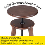 MEEDEN Walnut Drafting Stool with Solid Beech Wood, Height Adjustable Artist Stool, Studio Stool, Wood Bar Stool, Kitchen Stool, Office Stool, MEEDEN