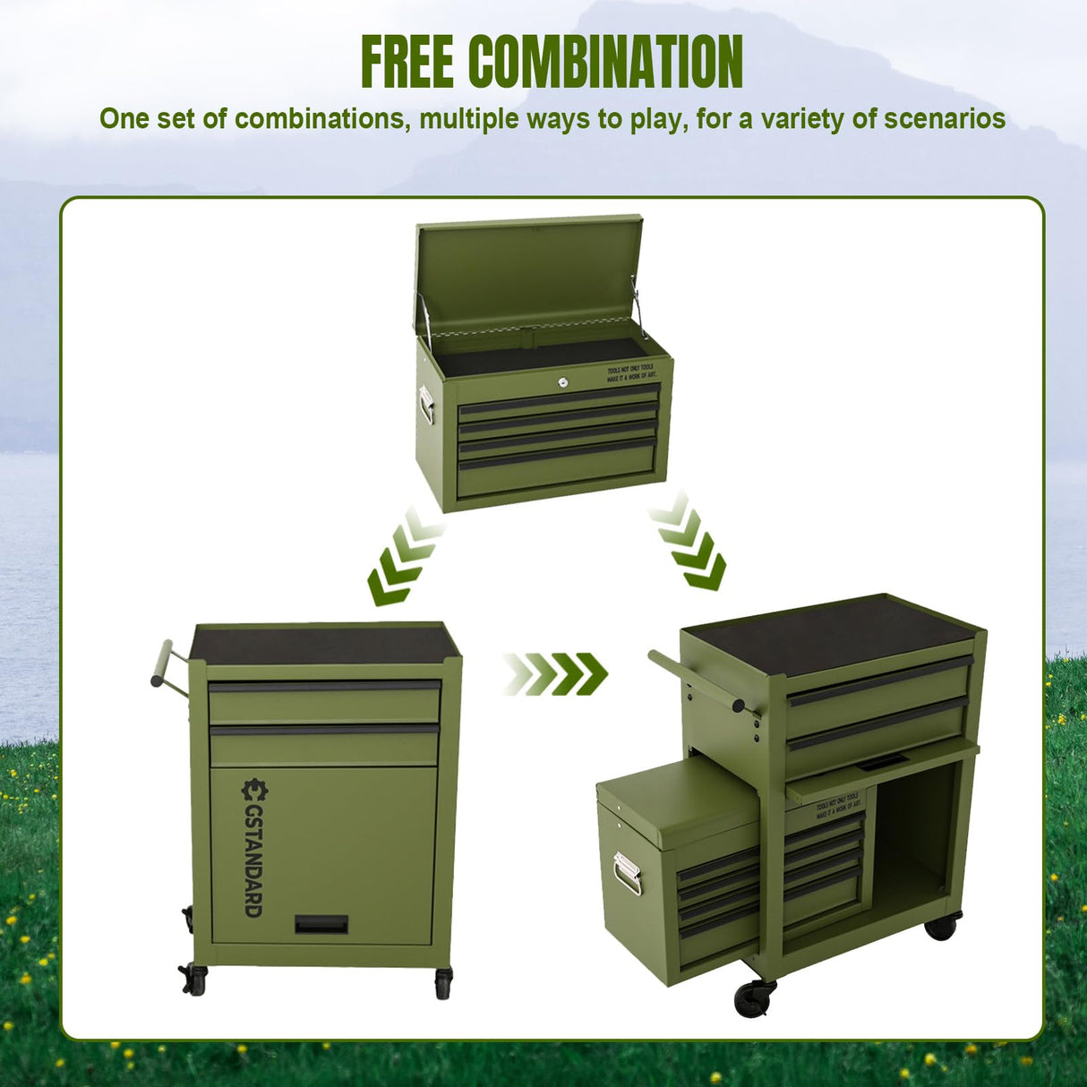 GSTANDARD Rolling Tool Chest, Green GSTANDARD