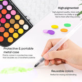 GETHPEN Watercolor Paint 48 Colors, Angular Paint Brushes Nylon Hair Angled Watercolor Pait Brush Set GETHPEN
