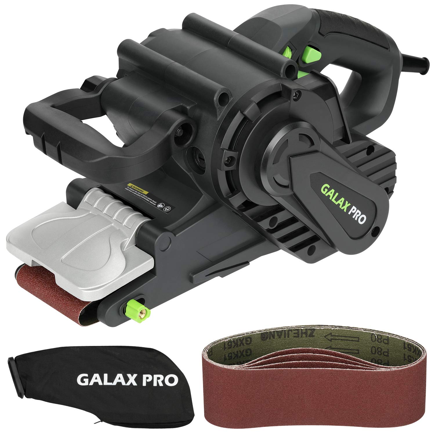 GALAX PRO 8 Amperes Belt Sander 120-380RPM with Variable Speed Settings, 5 Pieces Sanding Belts(3x21 Inch) and Dust Bag for Stock Removal - WoodArtSupply