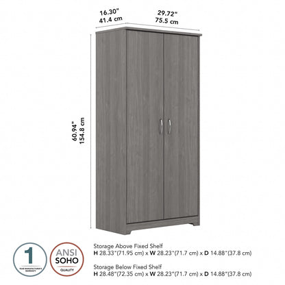 Bush Furniture Cabot Tall Storage Cabinet with Doors, Modern Gray