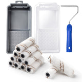 Mister Rui Paint Roller Kit, 16 Pack, 4 Inch Microfiber Paint Rollers, Small Paint Roller Covers, Disposable Paint Tray Liner and Frame, Mini Rollers Mister Rui