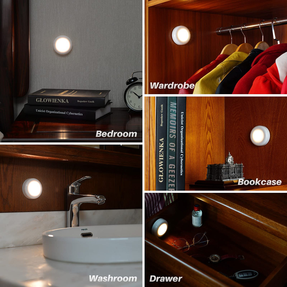 STAR-SPANGLED Tap Light Push Lights Mini Night Touch Light LED Puck Lights Portable Under Cabinet Lighting Battery Operated Powered DIY Stick On STAR-SPANGLED