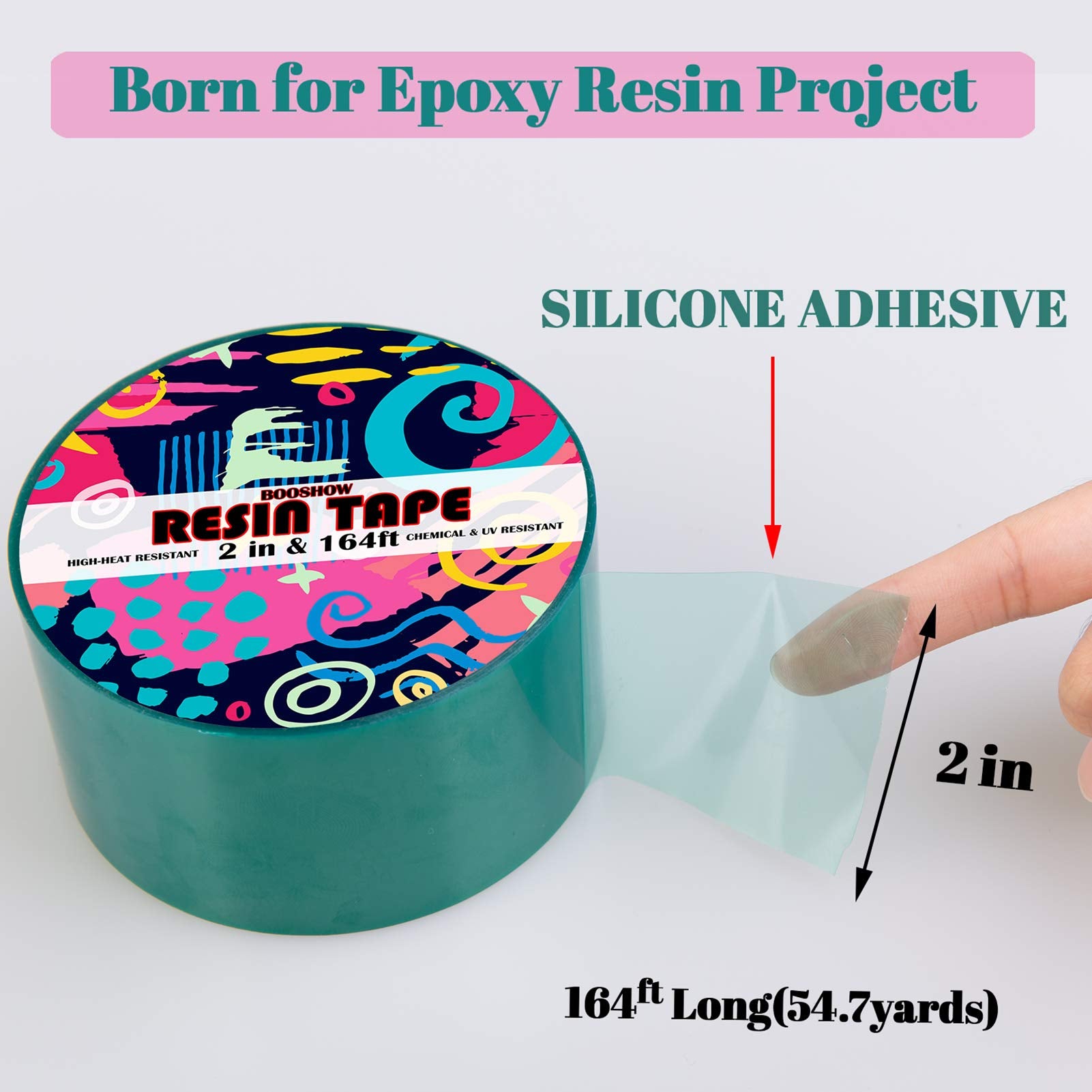 Booshow Resin Tape for Epoxy Resin Molding, Silicone Adhesive Tape, 2 inch Wide 164 Feet Long Traceless Craft Tape for Making River Tables Hollow - WoodArtSupply