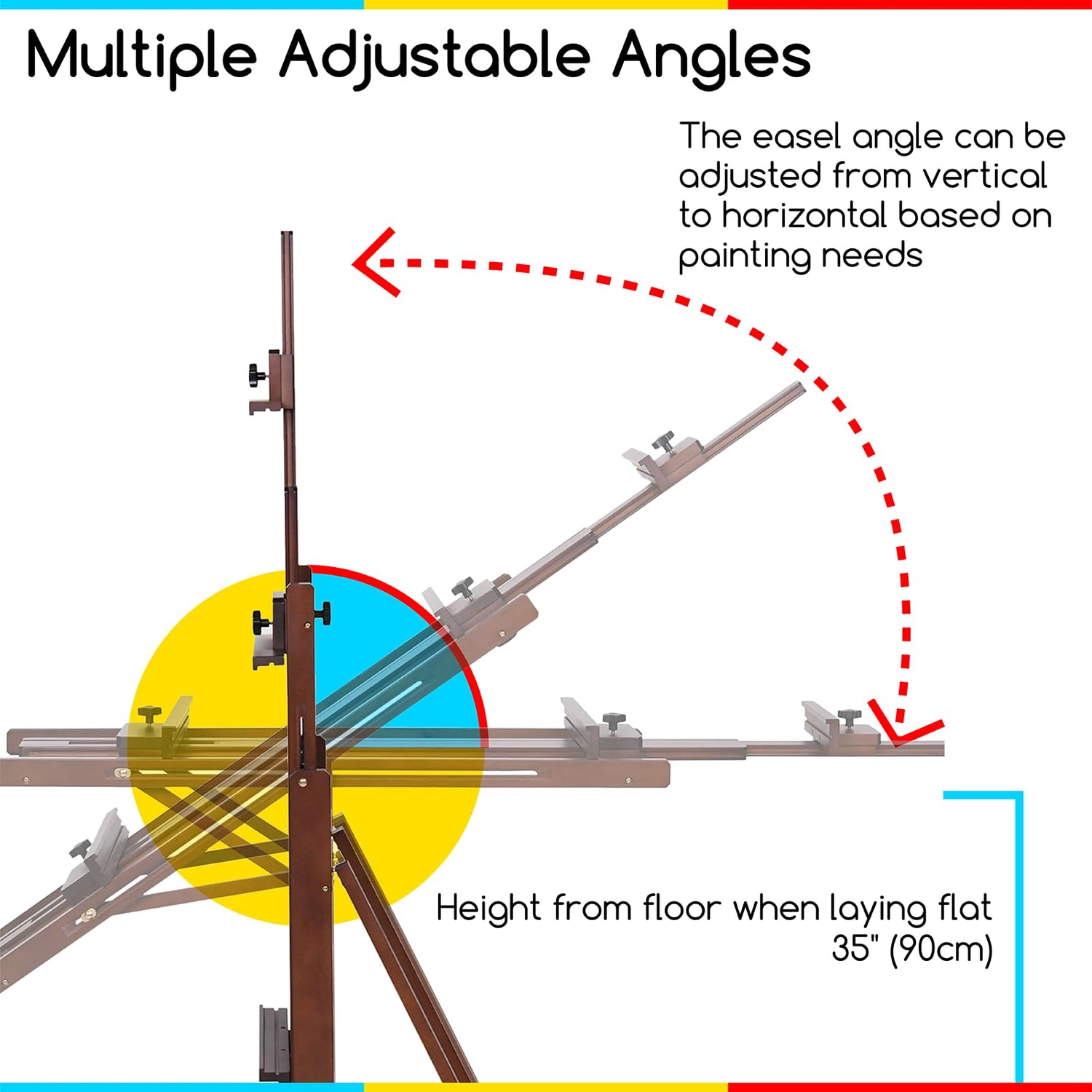 MEEDEN Studio H-Frame Easel -Adjustable Beech Wood Studio Art Easel, Painting Floor Easel Stand, Movable and Tilting Flat Available, Holds Canvas Art MEEDEN