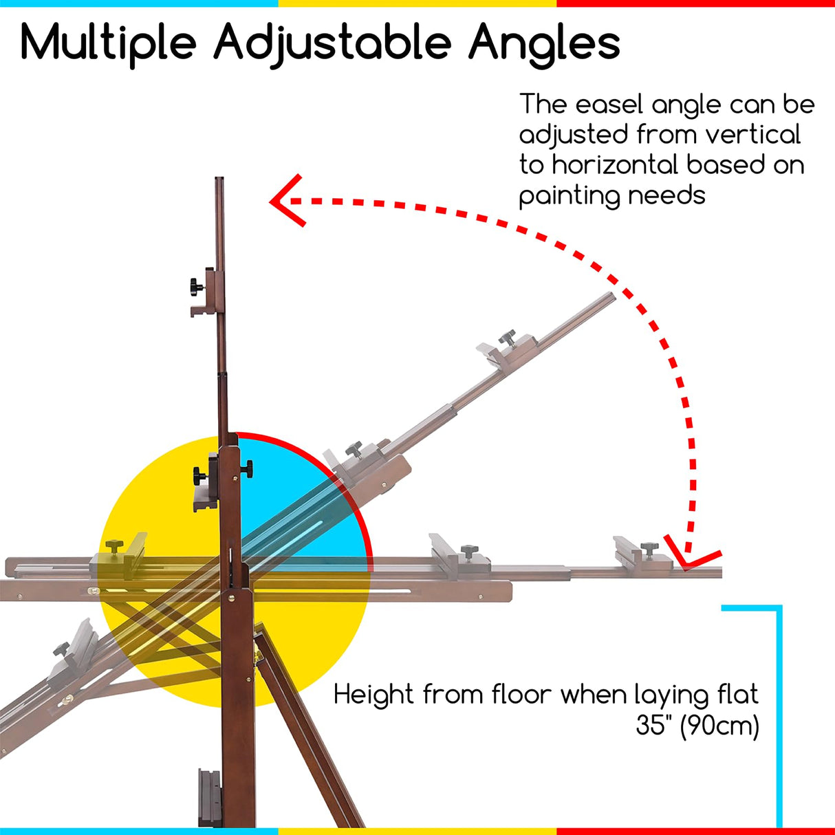 MEEDEN Studio H-Frame Easel -Adjustable Beech Wood Studio Art Easel, Painting Floor Easel Stand, Movable and Tilting Flat Available, Holds Canvas Art MEEDEN