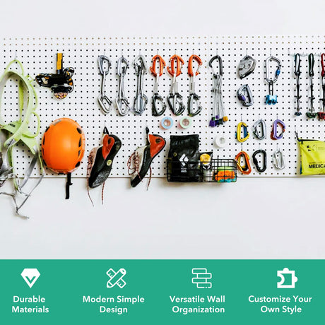 2 Pcs Pegboard, Metal Pegboard Wall Panels - Pegboard Wall Organizer System - Peg Boards for Walls, Small Peg Board Tool Storage, White Pegboard for SKYFOOST