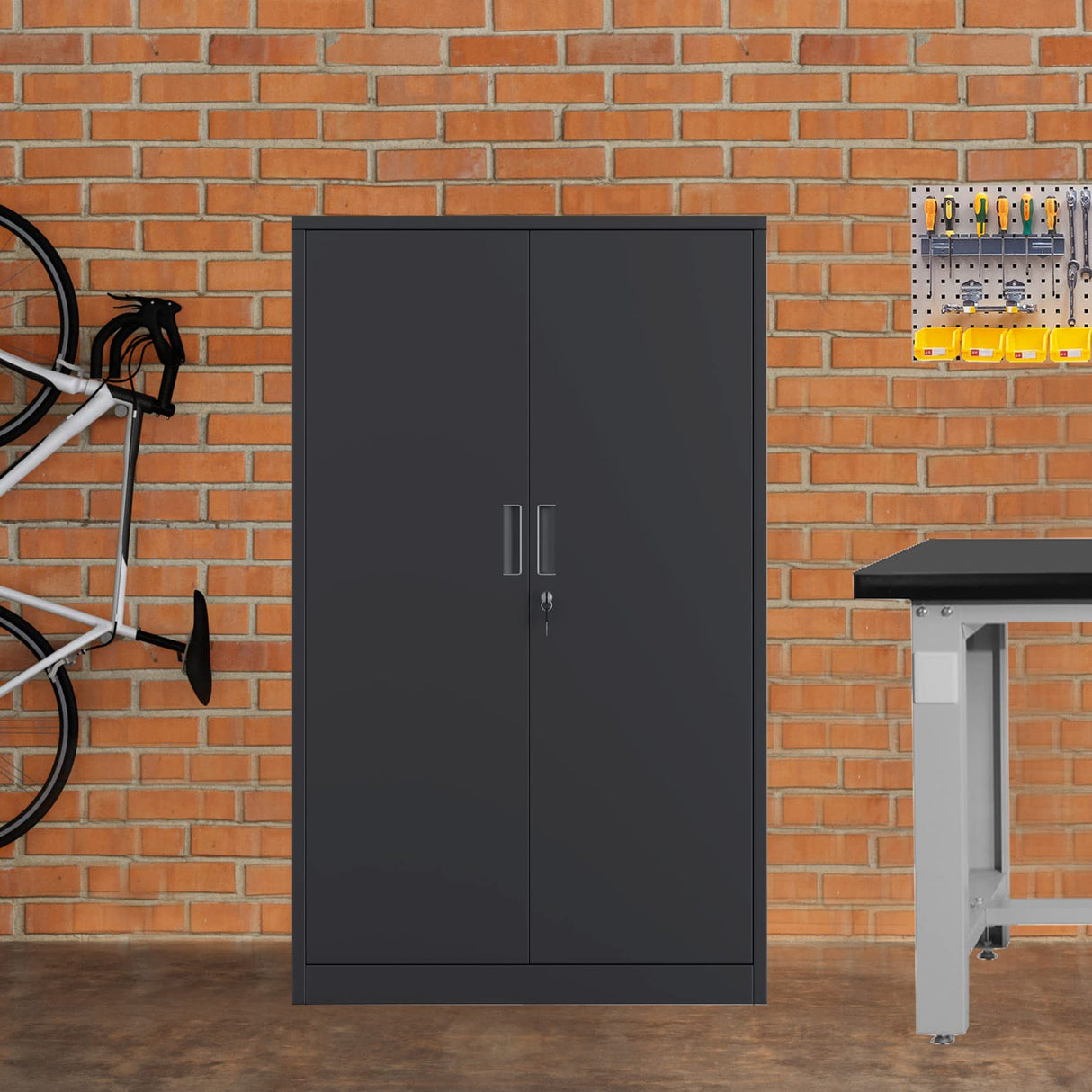 iJINGUR Metal Storage Cabinet with Locking Doors and 3 Adjustable Shelves, 53.5-Inch Tall Lockable Steel Storage Cabinets for Home Office Garage iJINGUR