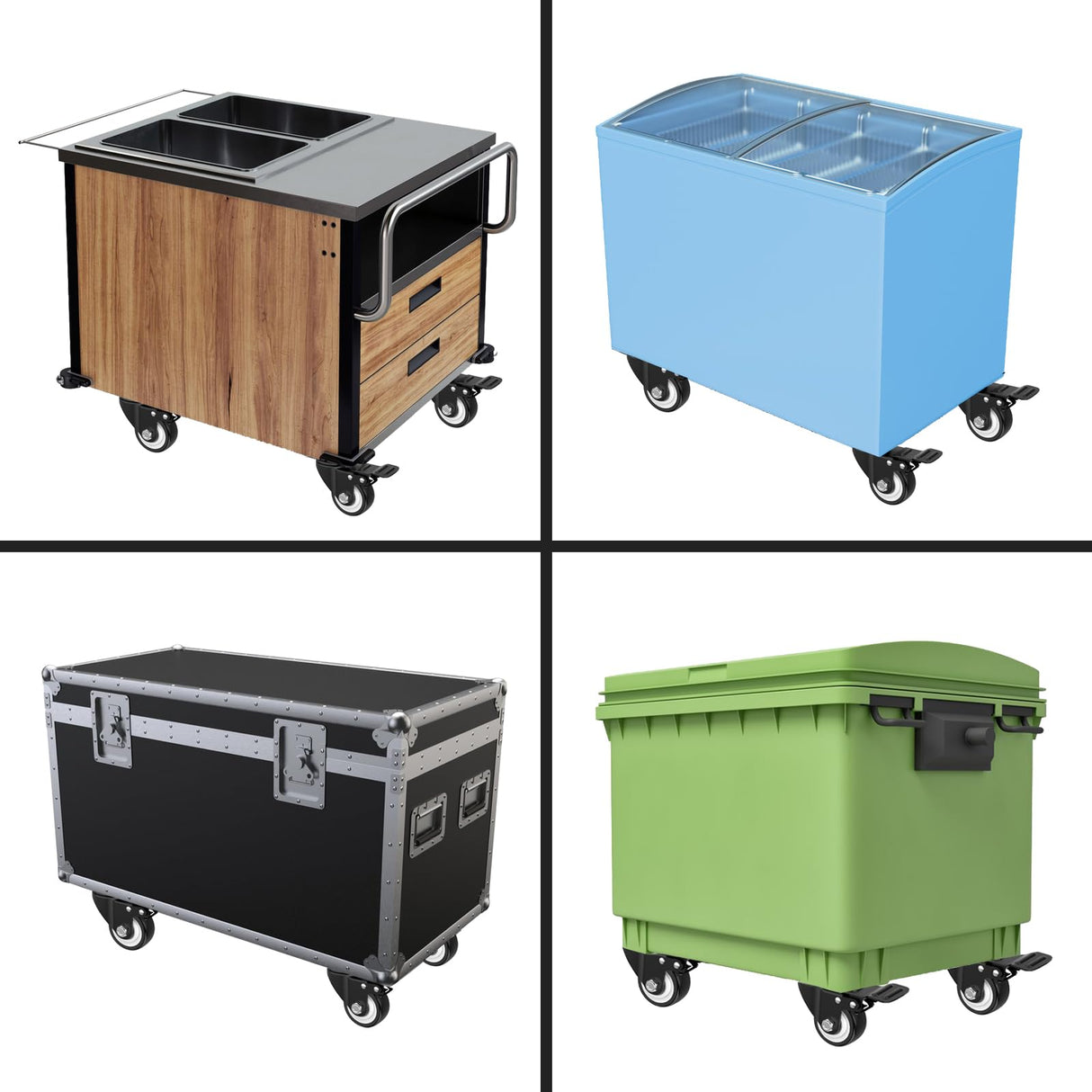 2 Inch Wheel Casters,Set of 4 Heavy Duty,Black Industrial Casters with Brake, Locking Casters for Furniture and Workbench for Cart,Top Plate Swivel JIN FU TOU