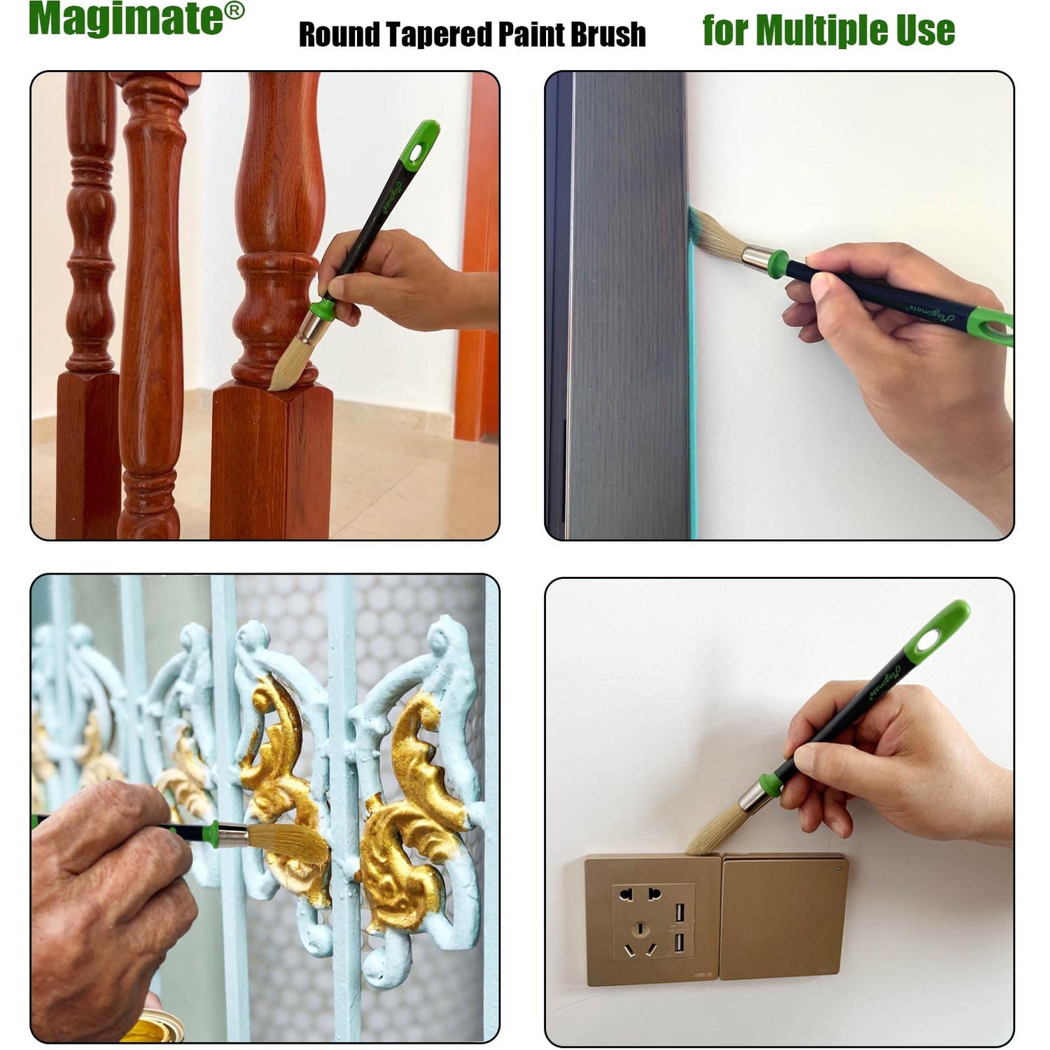 Magimate Small Paint Brushes for Touch Ups, Trim Stain Brushes for Sash, Baseboards, House Wall Corners and Art Application, Multi-Pack of 2 Sizes: Magimate