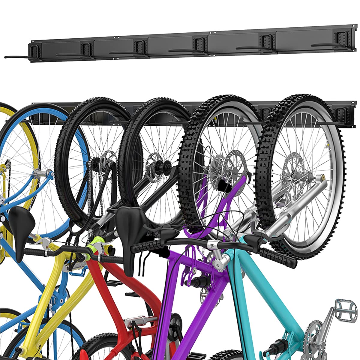 TORACK Bike Storage Rack, 6 Bike Rack Wall Mount Home and Garage Organizer, Vertical Bicycles Hanger Hooks for Indoor Space Saving - WoodArtSupply