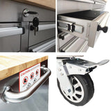 SINDA 72 Inch Tool Chest with Drawers and Wheels Mobile Workbench Garage Tool Storage Cabinet Large Rolling Lockable Tool Box with Wood Top, SINDA