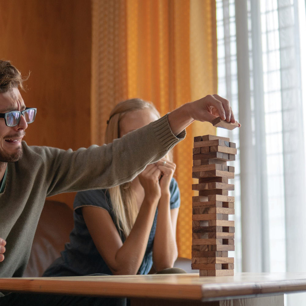 BSIRI Wood Tumbling Tower Game - Ideal for Party Games, Camping Games, Outdoor Games for Adults and Family, Classic Stacking Block Games for BSIRI