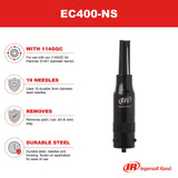 Ingersoll Rand EC400-NS Edge Series Needle Scaler Attachment, Screw On for Use w/ 114GQC Air Hammer (0.401 Diameter Barrel), Paint, Rust, Dirt and Ingersoll Rand