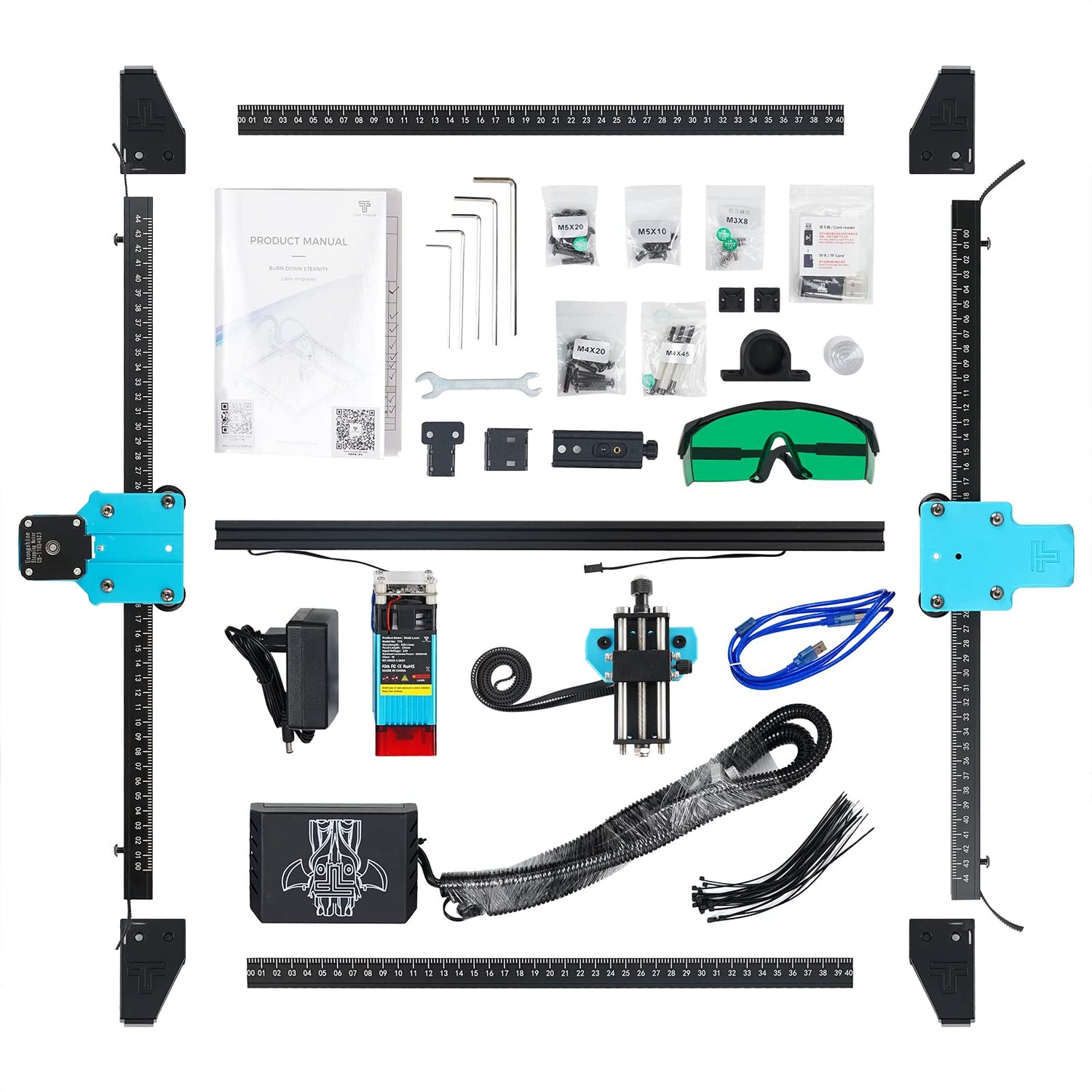 Twotrees TTS-55 Laser Engraver 40W Laser Engraving Machine 32 Bit Motherboard with Air Assist, for Cut Plywood Wood Engrave Aluminum, Laser Power: Aotyks