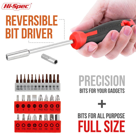Hi-Spec 42pc Red Household DIY Small Tool Kit. Tool Box Set of Starter Basic Tools Kit for Home & Office Hi-Spec