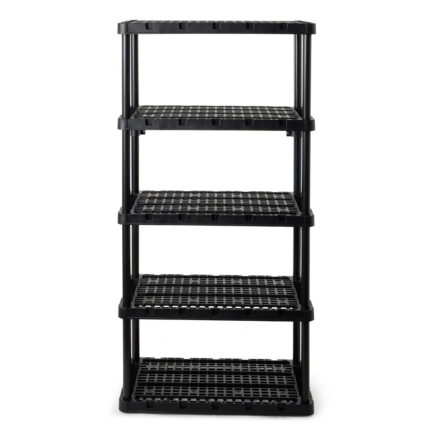 Gracious Living Knect-A-Shelf 5 Tier Ventilated Heavy Duty Shelving Storage Unit Organizer System for Home, Garage and Basement, Black Gracious Living