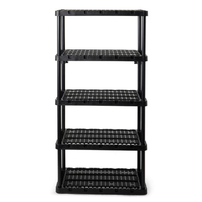 Gracious Living Knect-A-Shelf 5 Tier Ventilated Heavy Duty Shelving Storage Unit Organizer System for Home, Garage and Basement, Black - WoodArtSupply