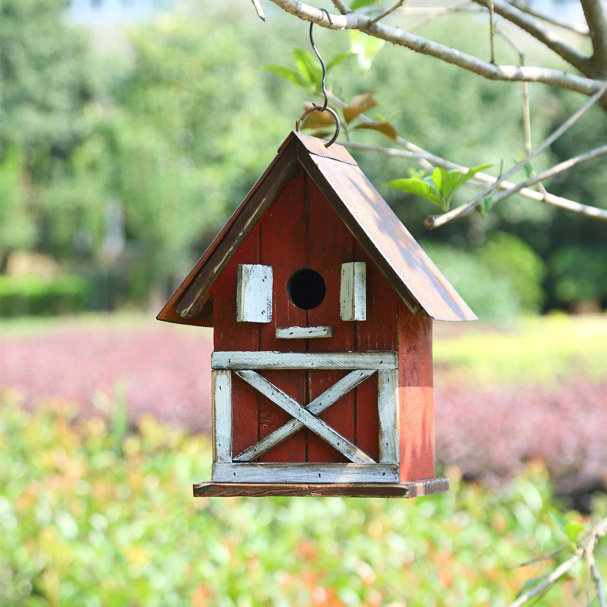 Topadorn Hanging Bird House Outdoor Garden Decorative Wooden Birdhouse Topadorn