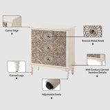 HOMPUS End Table w Flower Pattern, Nightstand w 3 Storage Drawers, Small Night Stand w Wood Grain Finish, Accent Table Side Table, Small Chest HOMPUS