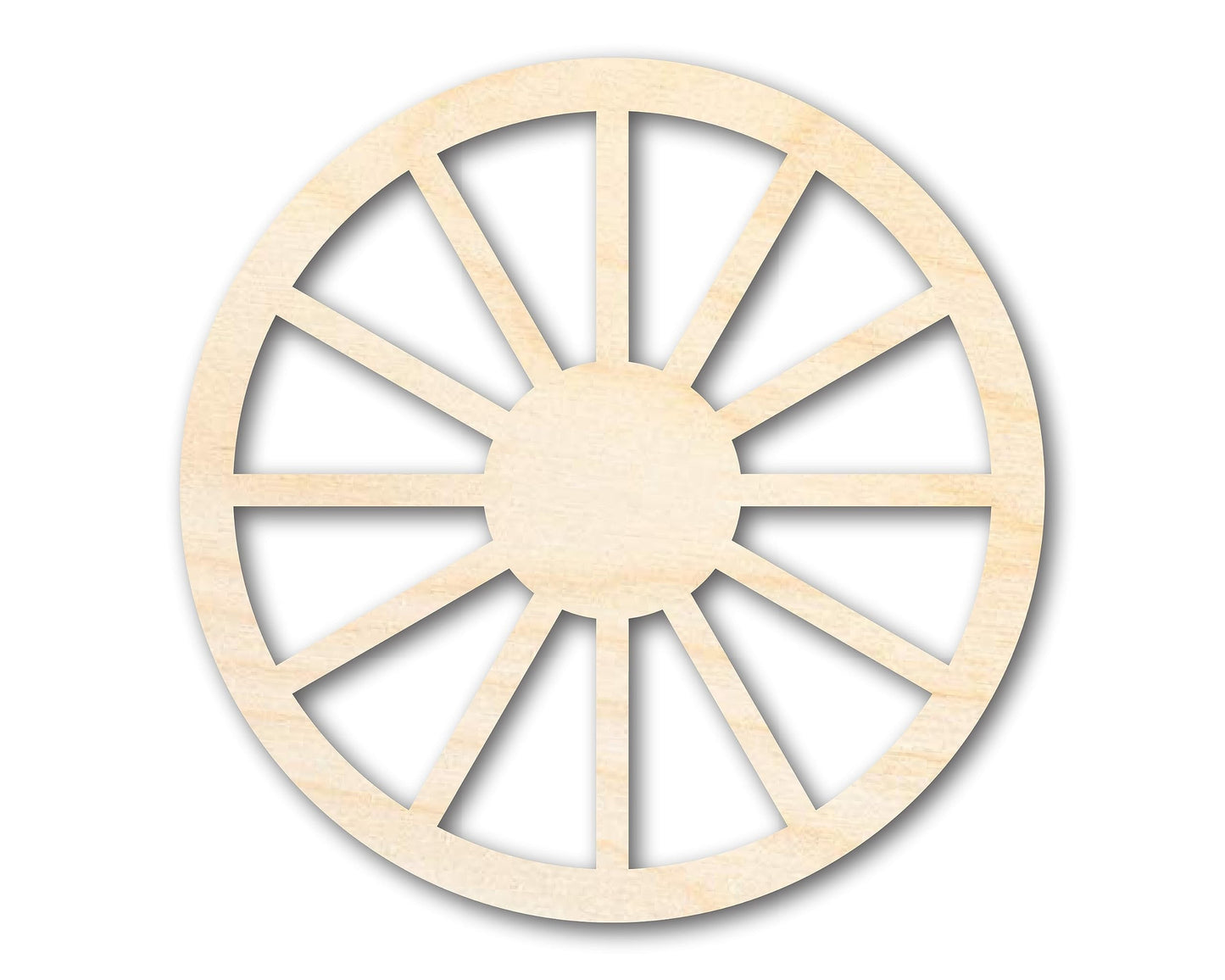 Unfinished Wood Wagon Wheel Shape | Rustic Farmhouse | DIY Craft Cutout | Up to 24" 6" / 1/4"