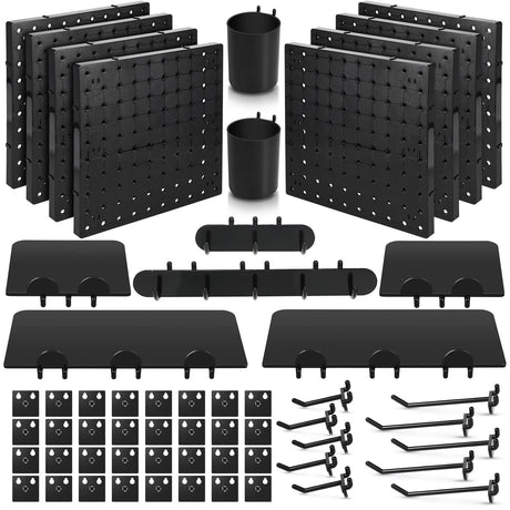 58 Pieces Pegboard Organizer Kits Pegboard Wall Panel Plastic Pegboard Mount Display with Pegboard Accessories Include Storage Boards Buckets and Chunful