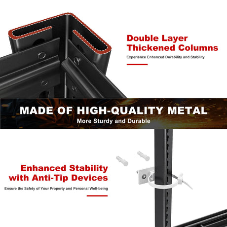 REIBII 55"W Garage Shelving Units and Storage Shelves Heavy Duty Shelving, 3500LBS Garage Storage Shelves 6-Tier Adjustable Metal Shelves for Storage REIBII