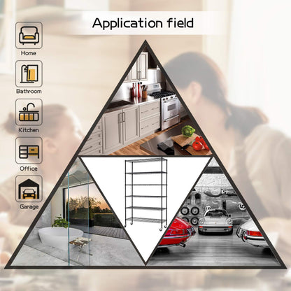 HCB 6-Tier Storage Shelf Heavy Duty Wire Shelving Unit 82"x48"x18" Height Adjustable Metal Steel Wire with Casters for Restaurant Garage Pantry