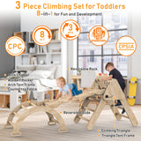 UROSULO Toddler Climbing Toys Indoor, Foldable Climbing Toys for Toddlers, Montessori Climbing Set with Triangle Climber, Arch Ramp, Rock Climber, UROSULO
