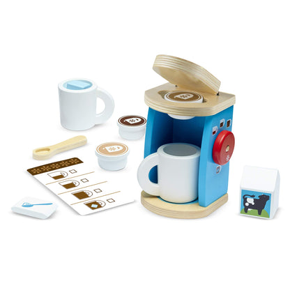 Melissa & Doug 11-Piece Coffee Set, Multi - Pretend Play Kitchen Accessories Kids Coffee Maker Play Set For Girls And Boys - WoodArtSupply