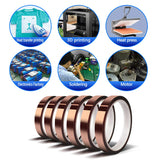 MEBMIK Heat Tape for Sublimation Transfer, Heat Resistant, Adhesive Transfer Tape, Thermal, No Residue, 6 Rolls 10mm x33m(108ft) MEBMIK