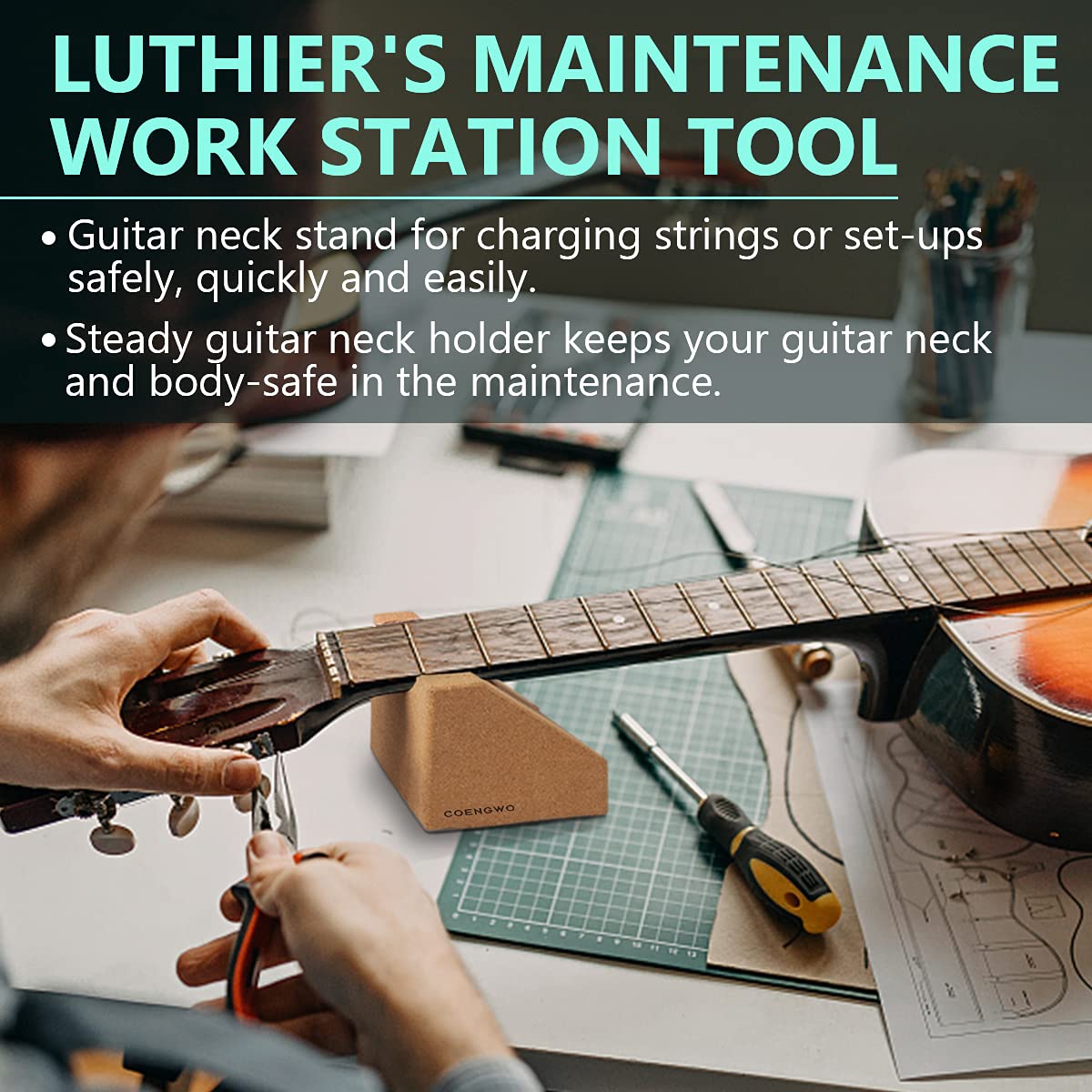 Guitar Neck Rest, Guitar Neck Cradle Support Pillow String Instrument Luthier Tool for Guitar Workstation, Ukuleles, Violins, Banjos, Mandolins COENGWO