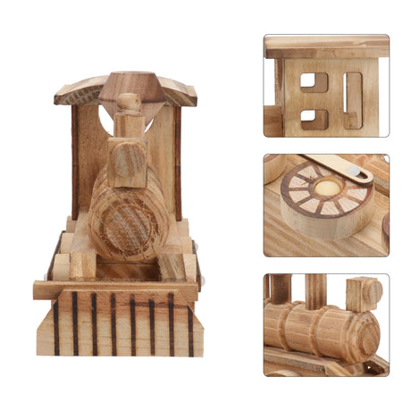 BESPORTBLE Wooden Crafts Wood Steam Train Figurine Train Model Retro Locomotive Ornaments Steampunk Statue Train Gifts Wood Crafts Desktop Decor for BESPORTBLE