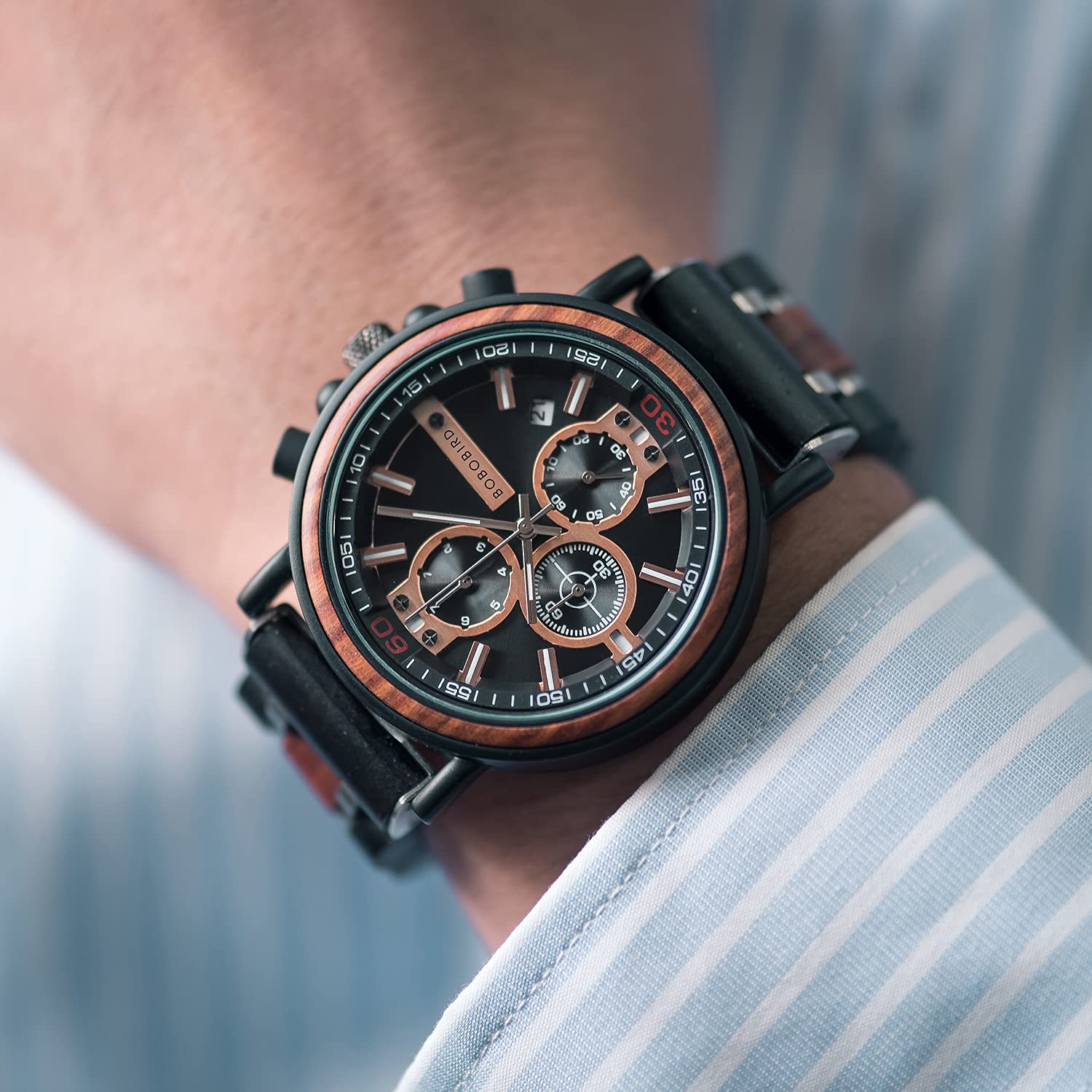 BOBO BIRD S18-1 Personalized Engraved Wood Watch Customized Wooden Watches for Husband Boyfriend Birthday Anniversary (Customized+Box) BOBO BIRD