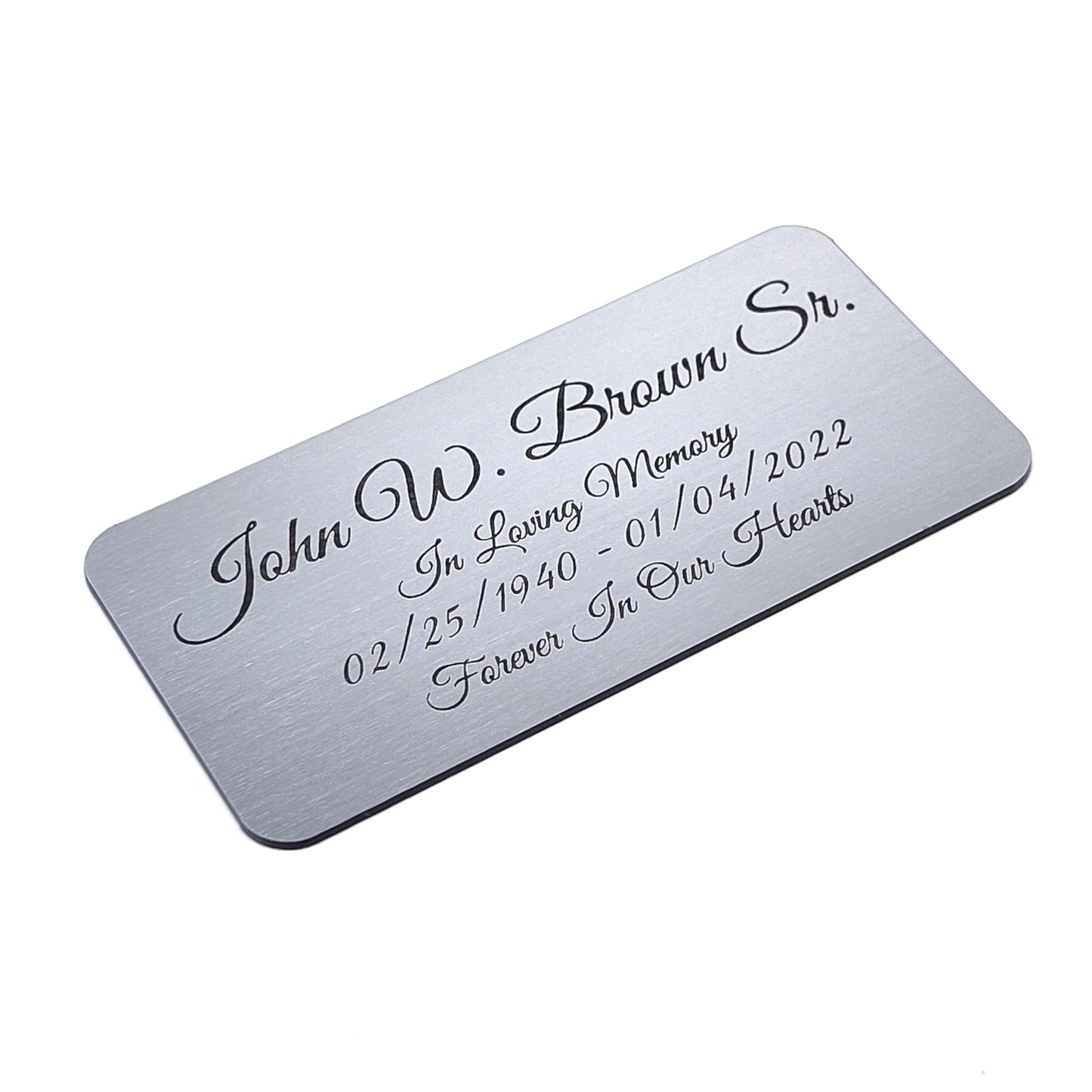 Engraved Name Plate, Personalized Name Plaque - 2x4, 2x6, 2x8, 3x6-21 Colors, 3Corner Styles, 17 Fonts Styles, Name Plates for URN, Trophy, Picture